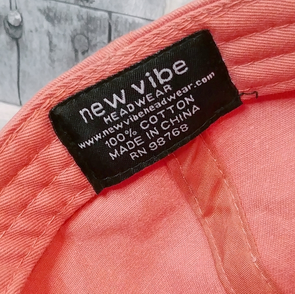 New Vibe Headwear Live In The Sunshine 100% Cotton Peach Color Baseball Hat Cap - Picture 7 of 10
